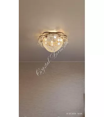 Люстра хрустальная Ромашка 035 на 5 ламп в интерьере
